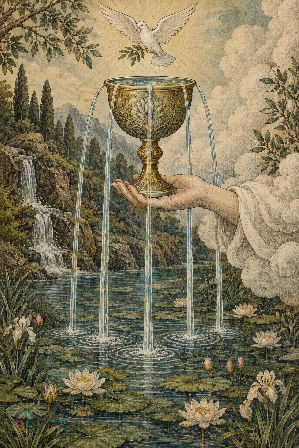 Quenway Ace of Cups card illustration