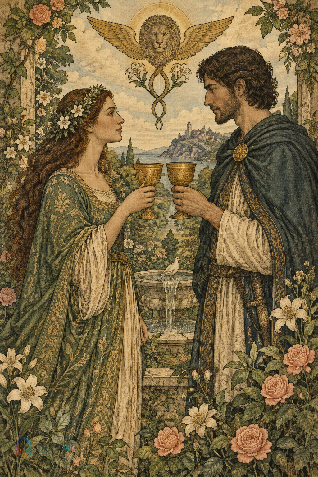 Quenway Two of Cups card illustration