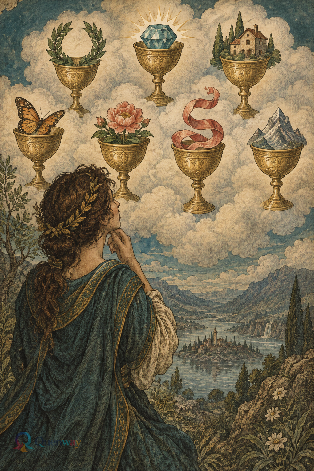 Quenway Seven of Cups card illustration