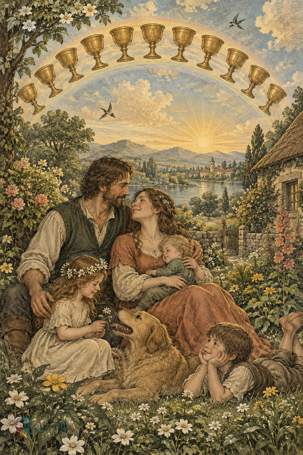 Quenway Ten of Cups card illustration