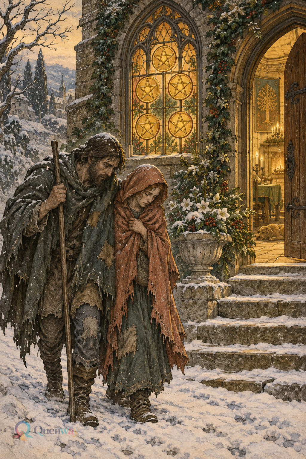Quenway Five of Pentacles card illustration