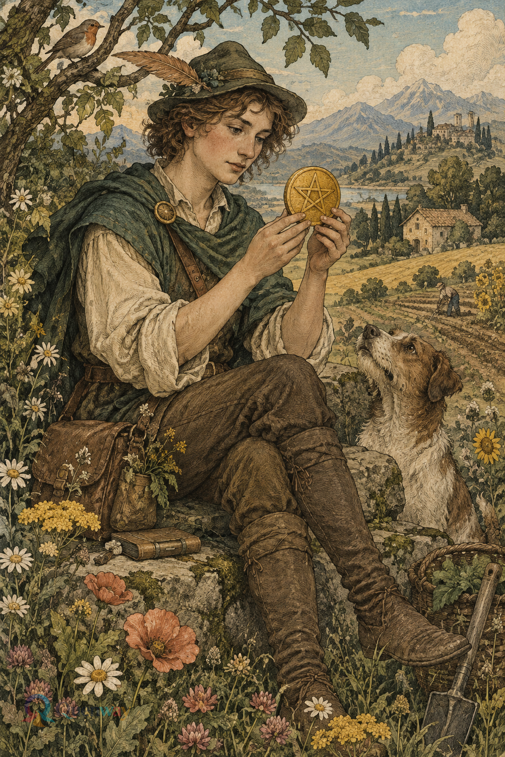 Quenway Page of Pentacles card illustration