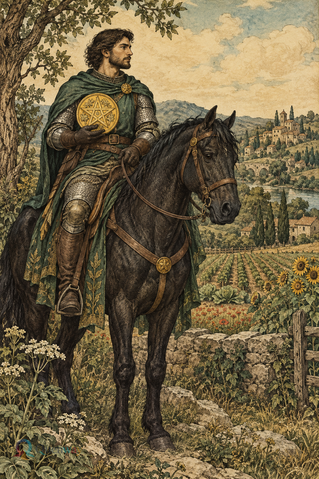 Quenway Knight of Pentacles card illustration