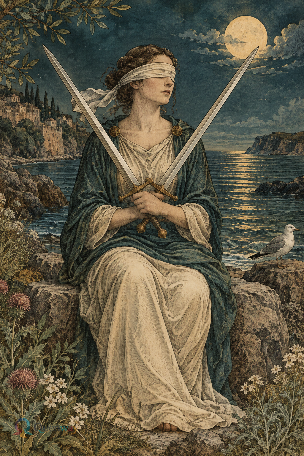 Quenway Two of Swords card illustration
