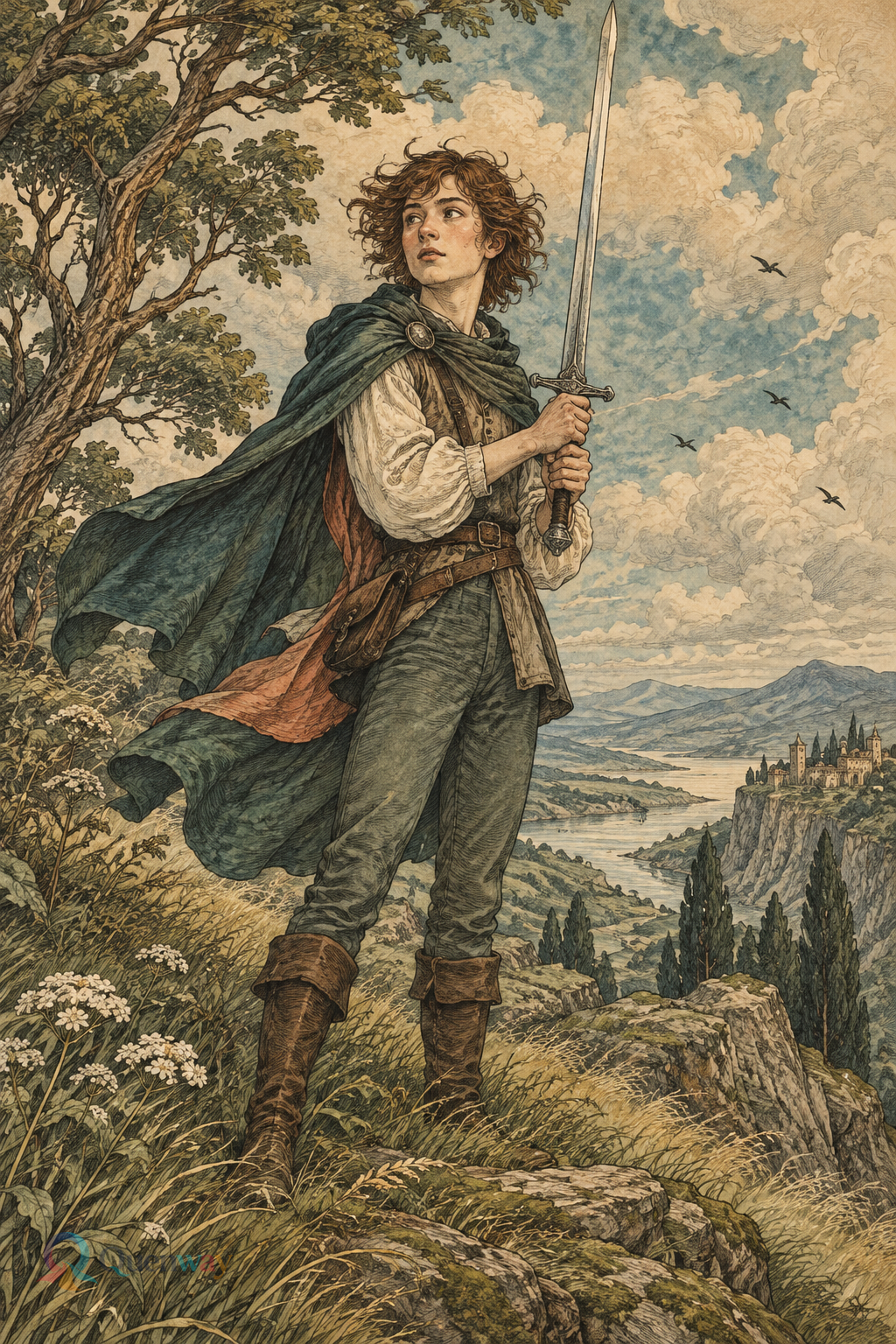 Quenway Page of Swords card illustration
