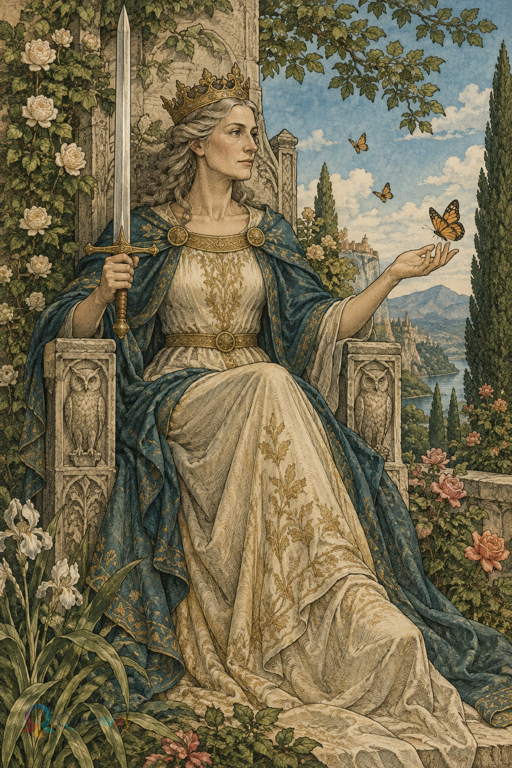 Quenway Queen of Swords card illustration