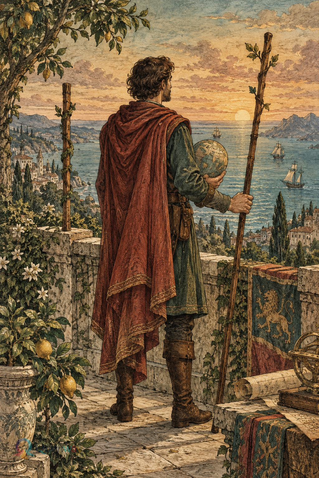 Quenway Two of Wands card illustration