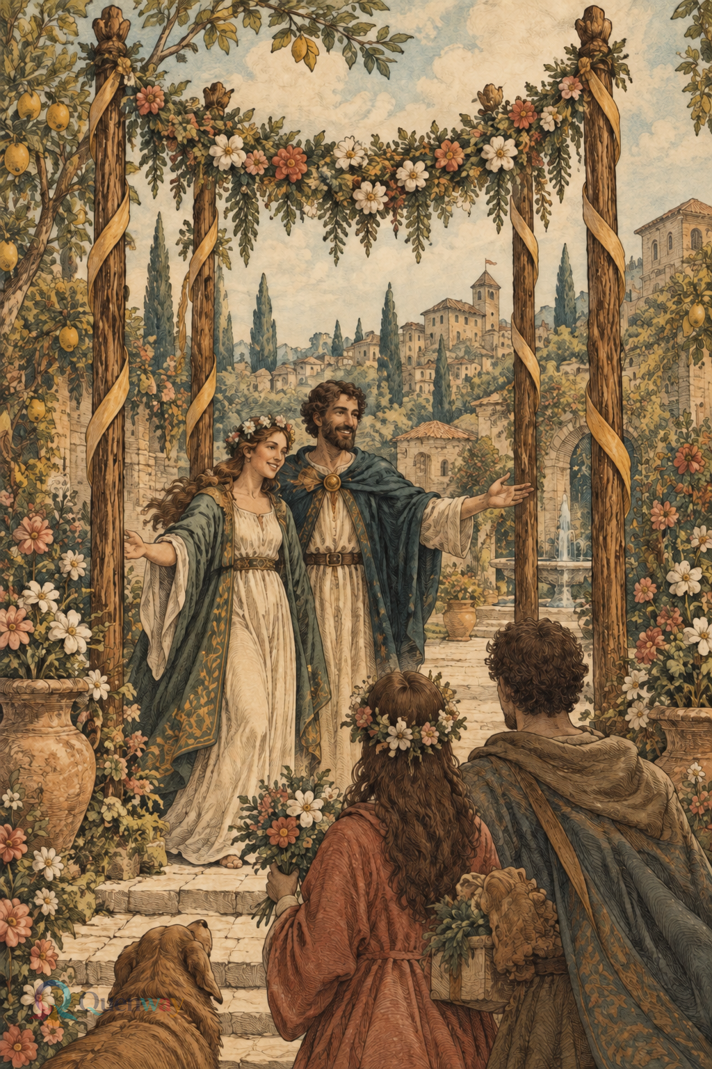 Quenway Four of Wands card illustration
