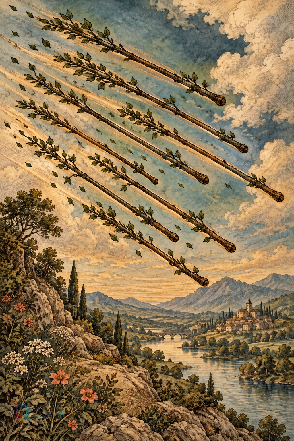 Quenway Eight of Wands card illustration
