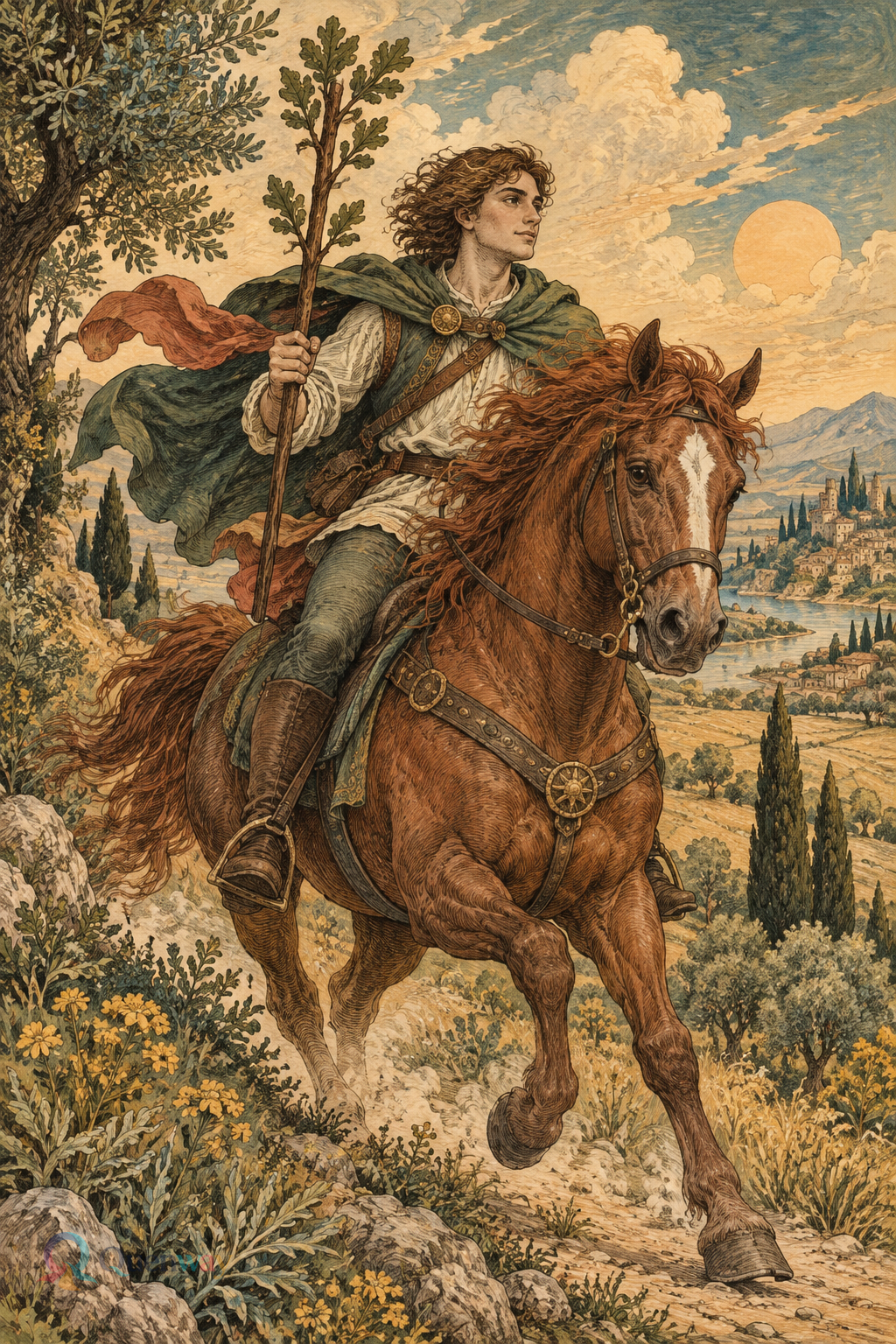 Quenway Knight of Wands card illustration