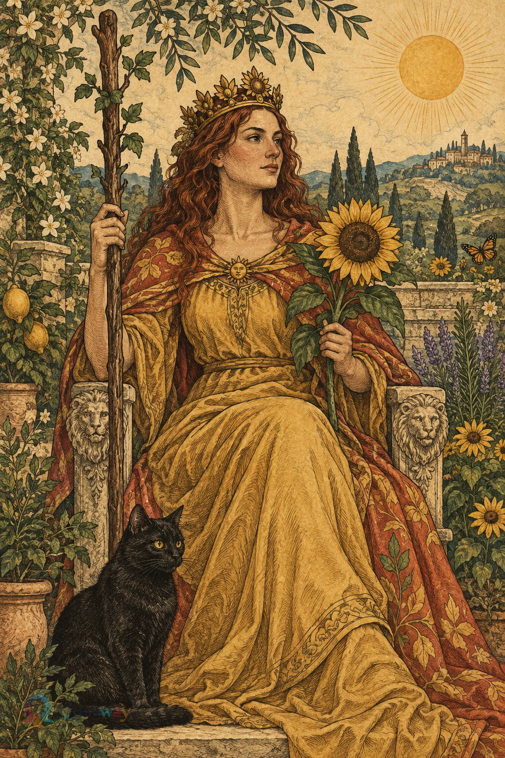 Quenway Queen of Wands card illustration